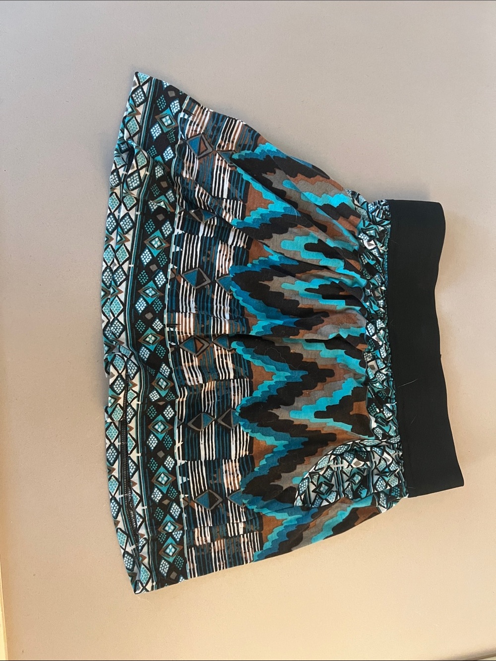Wet Seal Turquoise, Black & Brown Aztec Print Mini Skirt